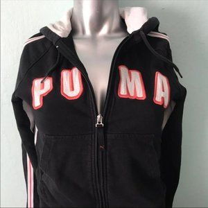 EUC WOMENS HOODIE BLACK STRIPED BY PUMA